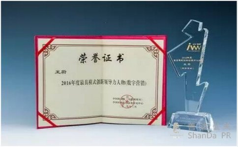 2016年度最具創(chuàng)新模式領(lǐng)導(dǎo)力(數(shù)字營銷大獎(jiǎng)